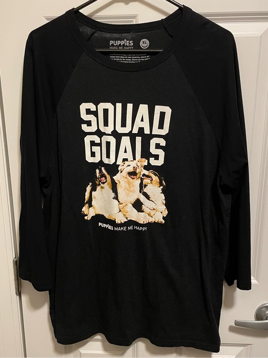 Puppies Make Me Happy Tops - Puppies Make Me Happy “Squad Goals' 3/4 Sleeve Raglan Baseball Tee